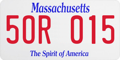 MA license plate 5OR015