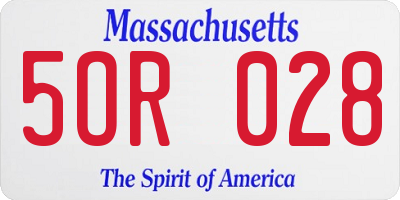 MA license plate 5OR028