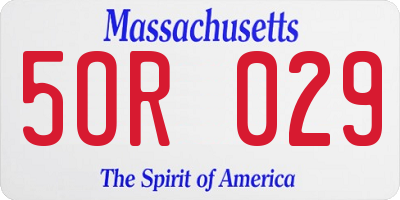 MA license plate 5OR029