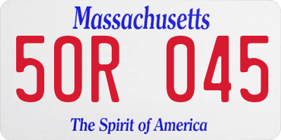MA license plate 5OR045