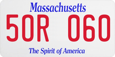 MA license plate 5OR060