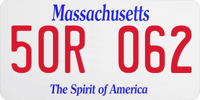 MA license plate 5OR062