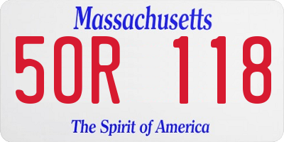 MA license plate 5OR118
