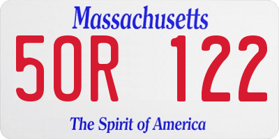 MA license plate 5OR122