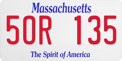 MA license plate 5OR135