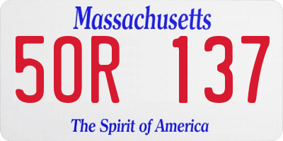 MA license plate 5OR137