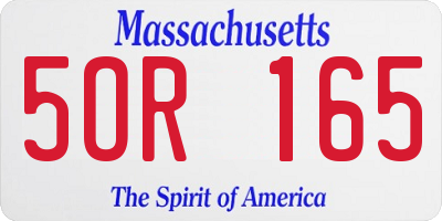 MA license plate 5OR165