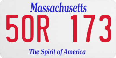MA license plate 5OR173