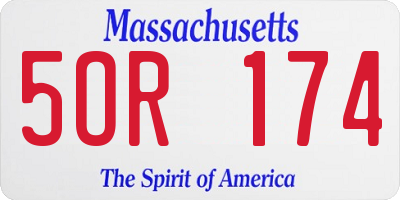MA license plate 5OR174