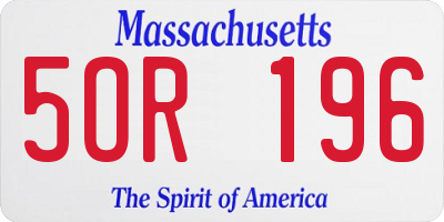 MA license plate 5OR196