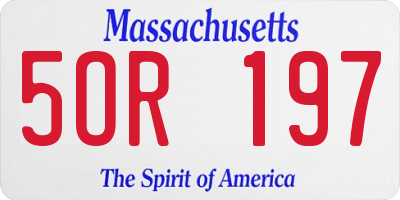 MA license plate 5OR197