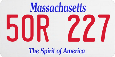 MA license plate 5OR227