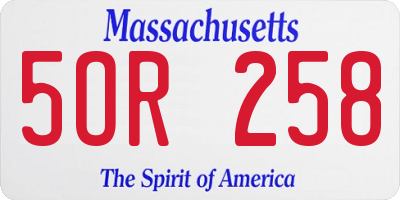 MA license plate 5OR258