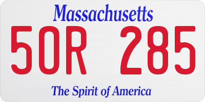 MA license plate 5OR285