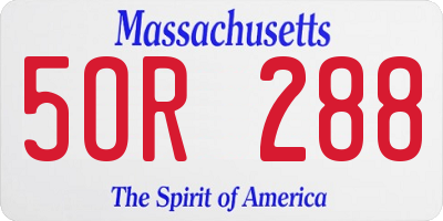 MA license plate 5OR288