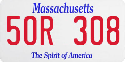 MA license plate 5OR308