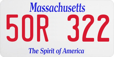 MA license plate 5OR322