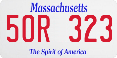 MA license plate 5OR323