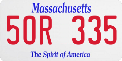 MA license plate 5OR335