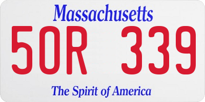 MA license plate 5OR339