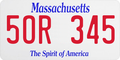 MA license plate 5OR345