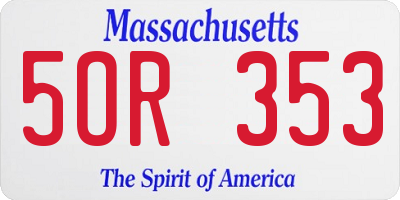 MA license plate 5OR353