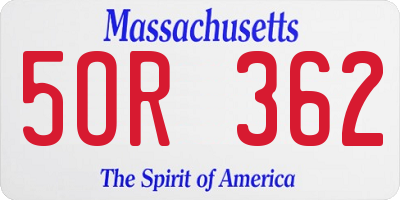 MA license plate 5OR362