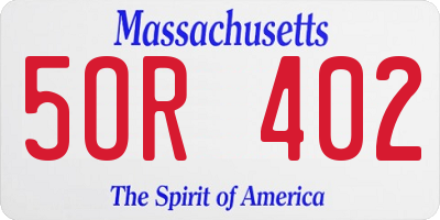 MA license plate 5OR402