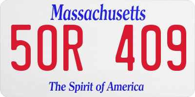 MA license plate 5OR409