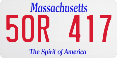 MA license plate 5OR417