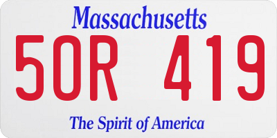 MA license plate 5OR419