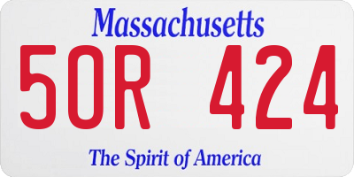 MA license plate 5OR424
