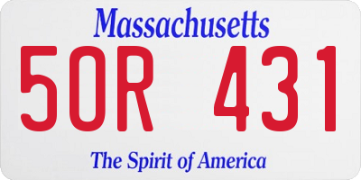 MA license plate 5OR431