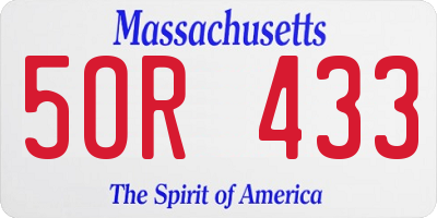 MA license plate 5OR433