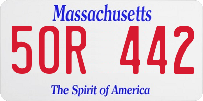 MA license plate 5OR442