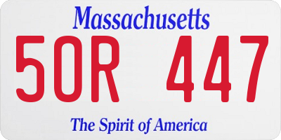 MA license plate 5OR447