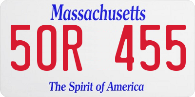 MA license plate 5OR455
