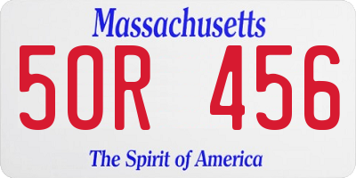 MA license plate 5OR456