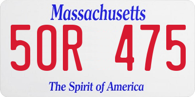 MA license plate 5OR475