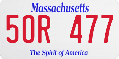 MA license plate 5OR477