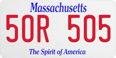 MA license plate 5OR505