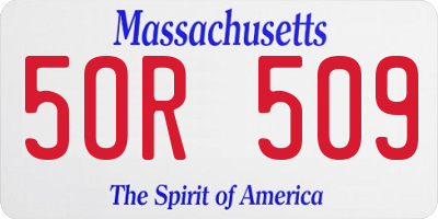MA license plate 5OR509
