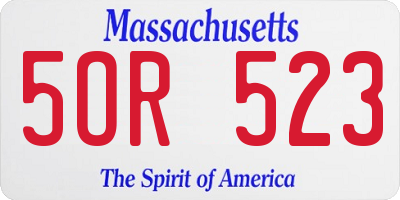 MA license plate 5OR523