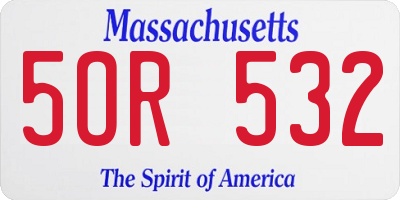 MA license plate 5OR532