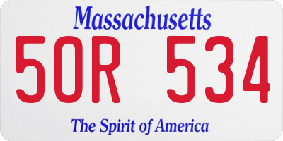 MA license plate 5OR534