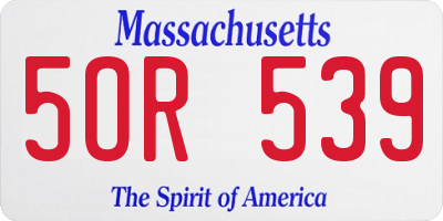 MA license plate 5OR539