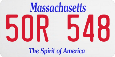 MA license plate 5OR548