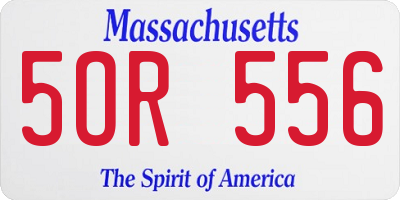 MA license plate 5OR556