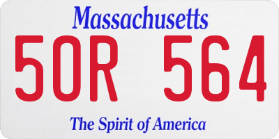 MA license plate 5OR564