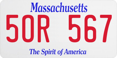 MA license plate 5OR567